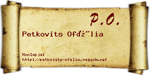 Petkovits Ofélia névjegykártya